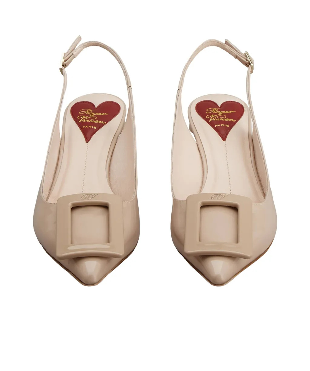 Virgule Lacquered Buckle Slingback Pumps