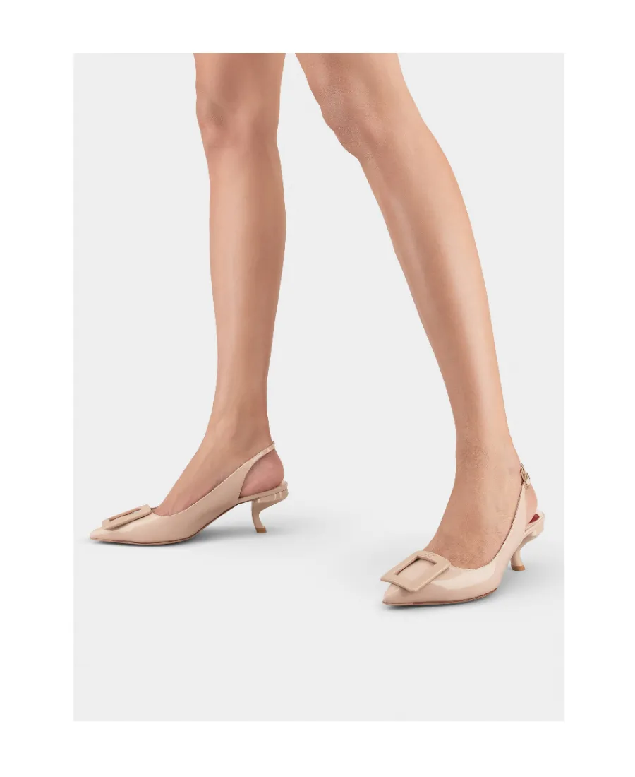 Virgule Lacquered Buckle Slingback Pumps