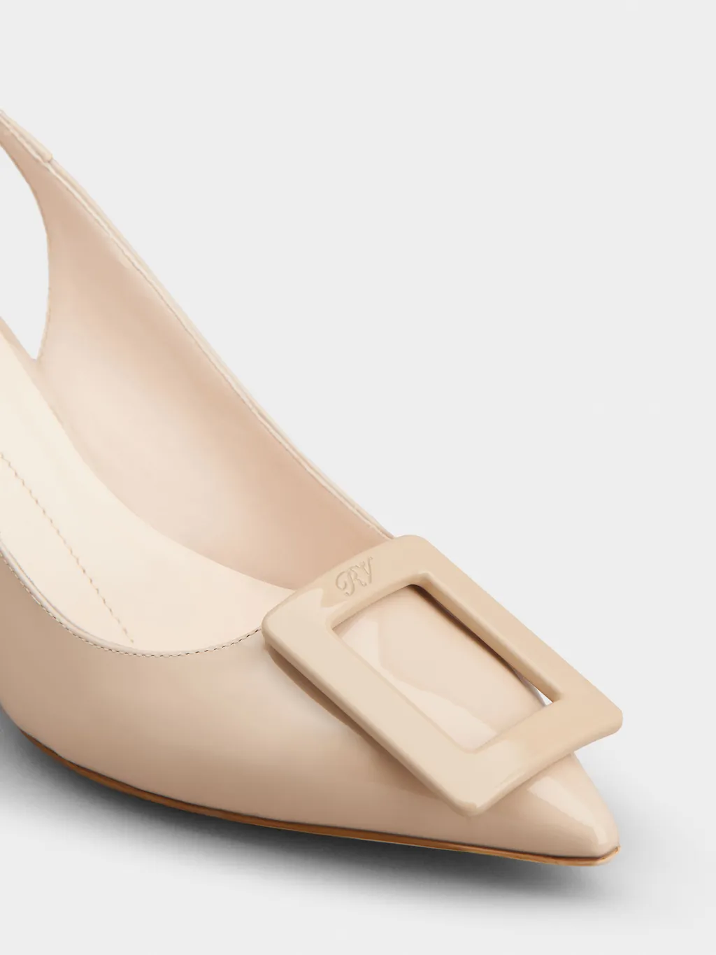 Virgule Lacquered Buckle Slingback Pumps