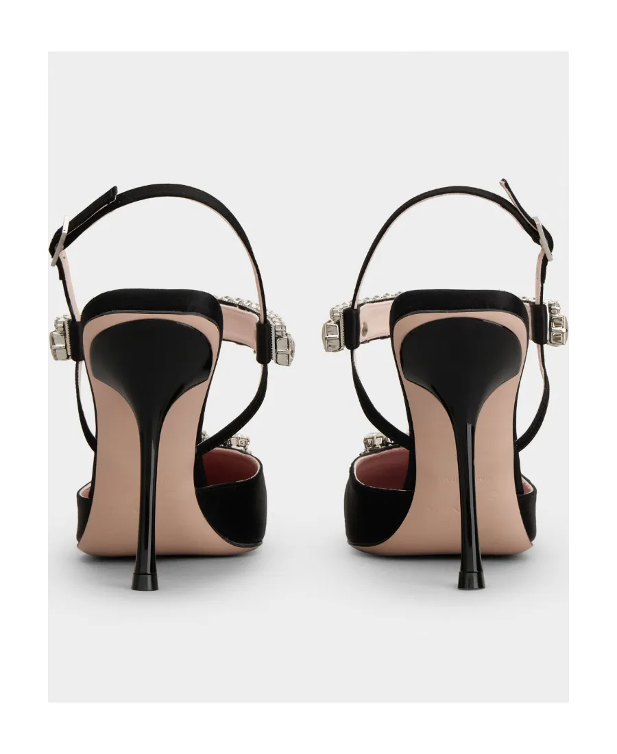Slingback Pumps Rhinestone Buckle In Satin