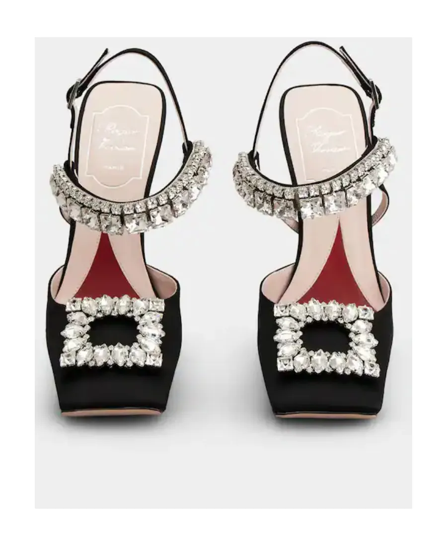 Slingback Pumps Rhinestone Buckle In Satin