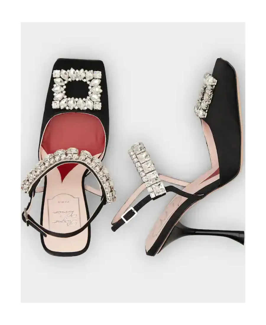 Slingback Pumps Rhinestone Buckle In Satin