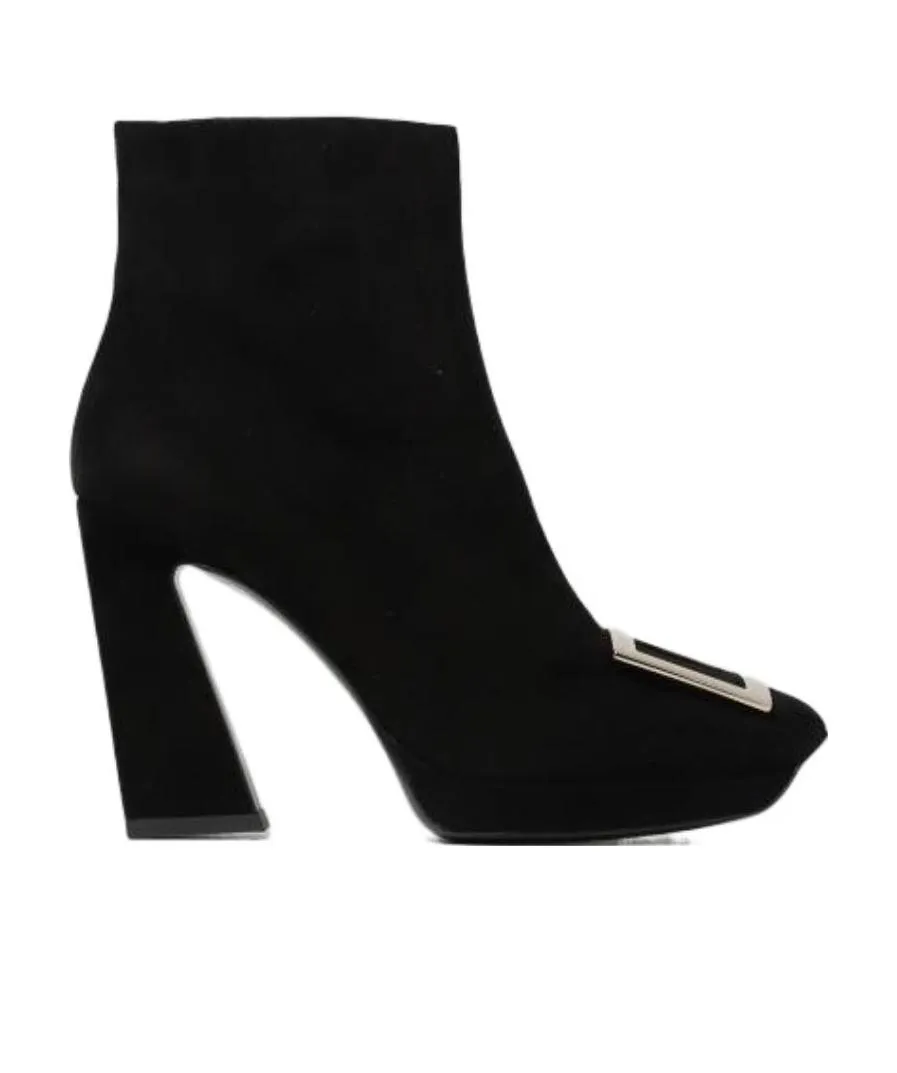 Viv' Square Metal Buckle Platform Ankle Boots