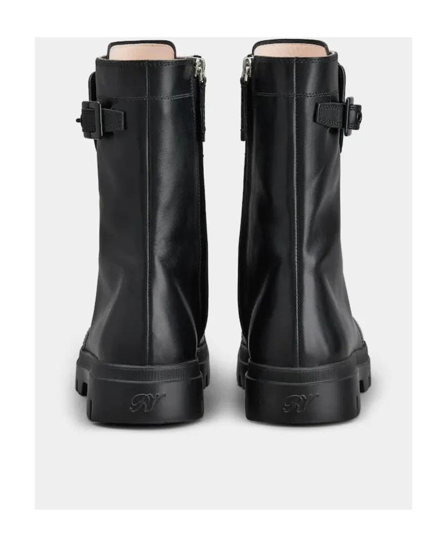Walky Viv' Strass Buckle Lace Up Boots In Leather
