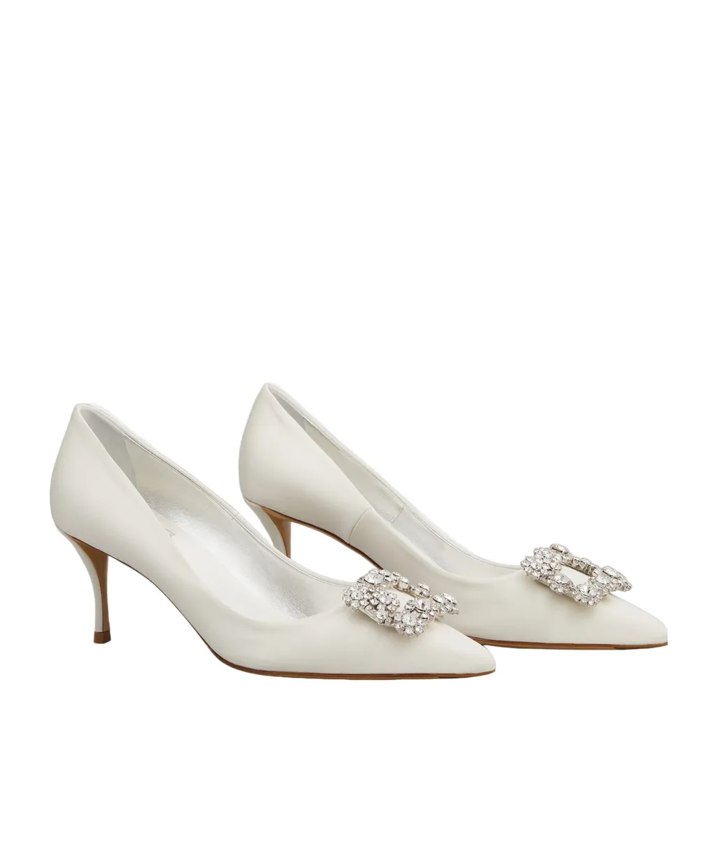 Crystal Square Buckle High Heels