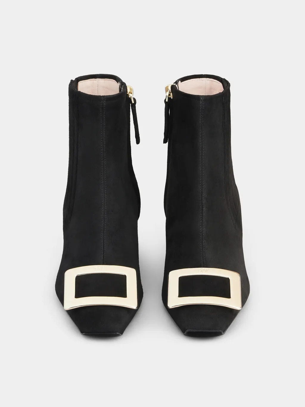Belle Vivier Suede And Metal Buckle Chelsea Booties
