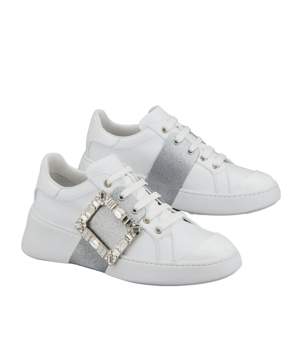 Viv' Skate Glitter Embellished Buckle Sneakers