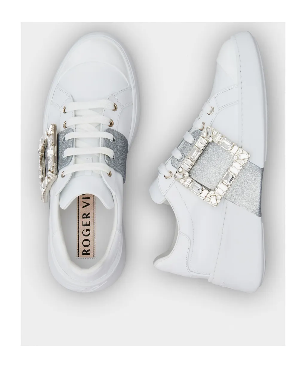 Viv' Skate Glitter Embellished Buckle Sneakers