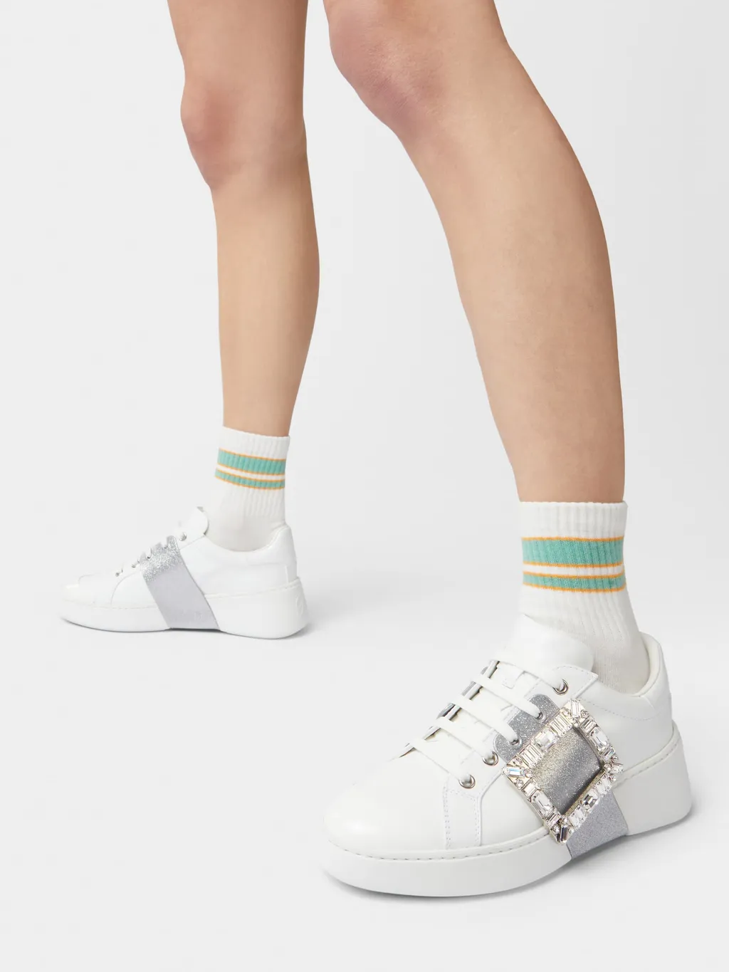 Viv' Skate Glitter Embellished Buckle Sneakers