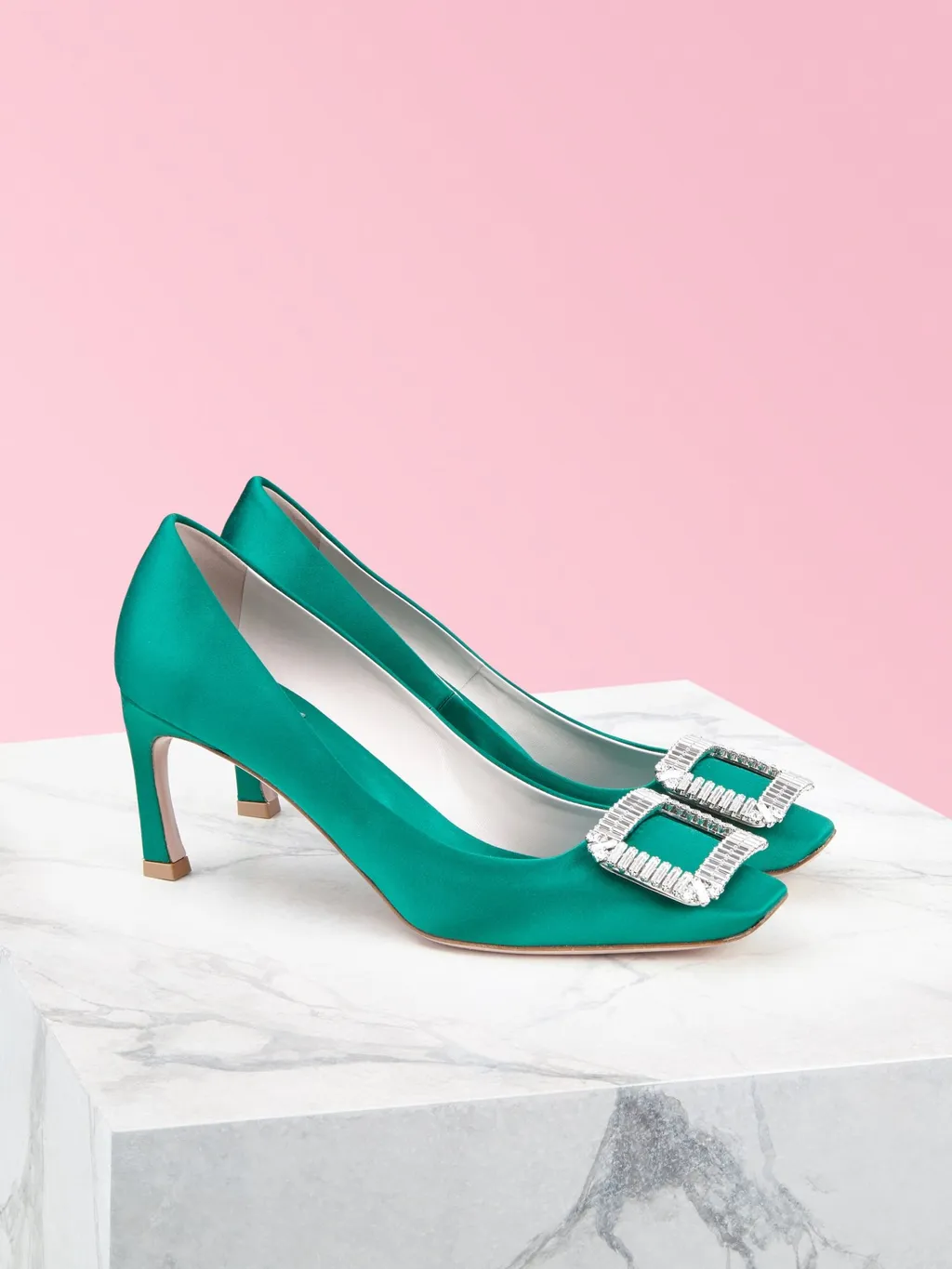 Trompette Crystal Diamond-Button Heels