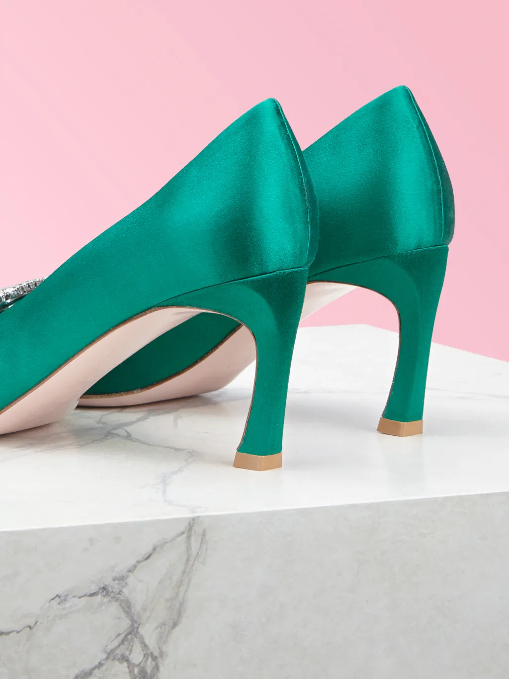 Trompette Crystal Diamond-Button Heels