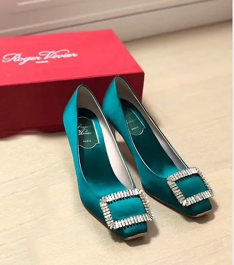 Trompette Crystal Diamond-Button Heels