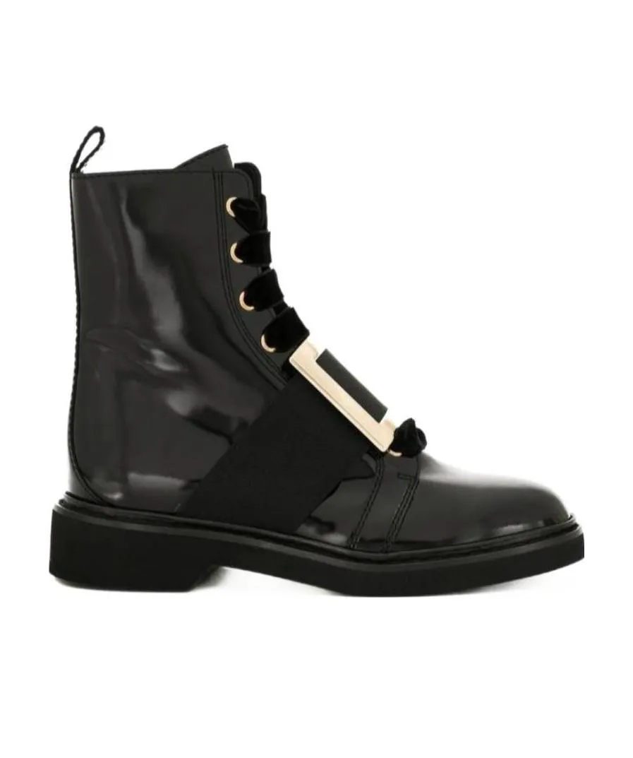 Metal Buckle Velvet Shoelace Ankle Boots