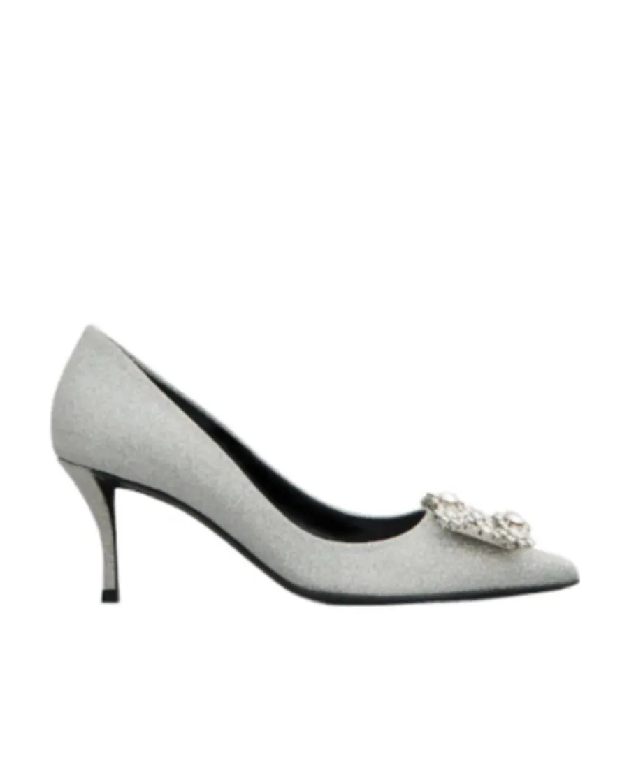 Flower Buckle Pointed Toe Pumps