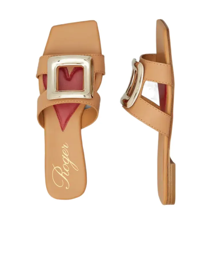 Logo Engraved Square Toe Sandals