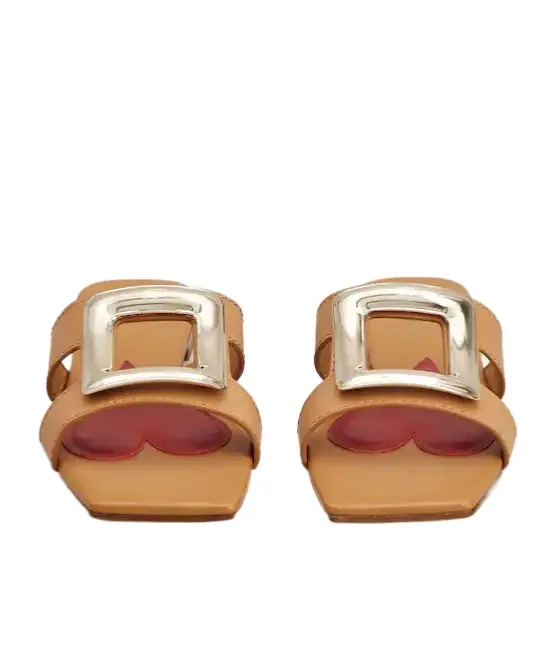 Logo Engraved Square Toe Sandals