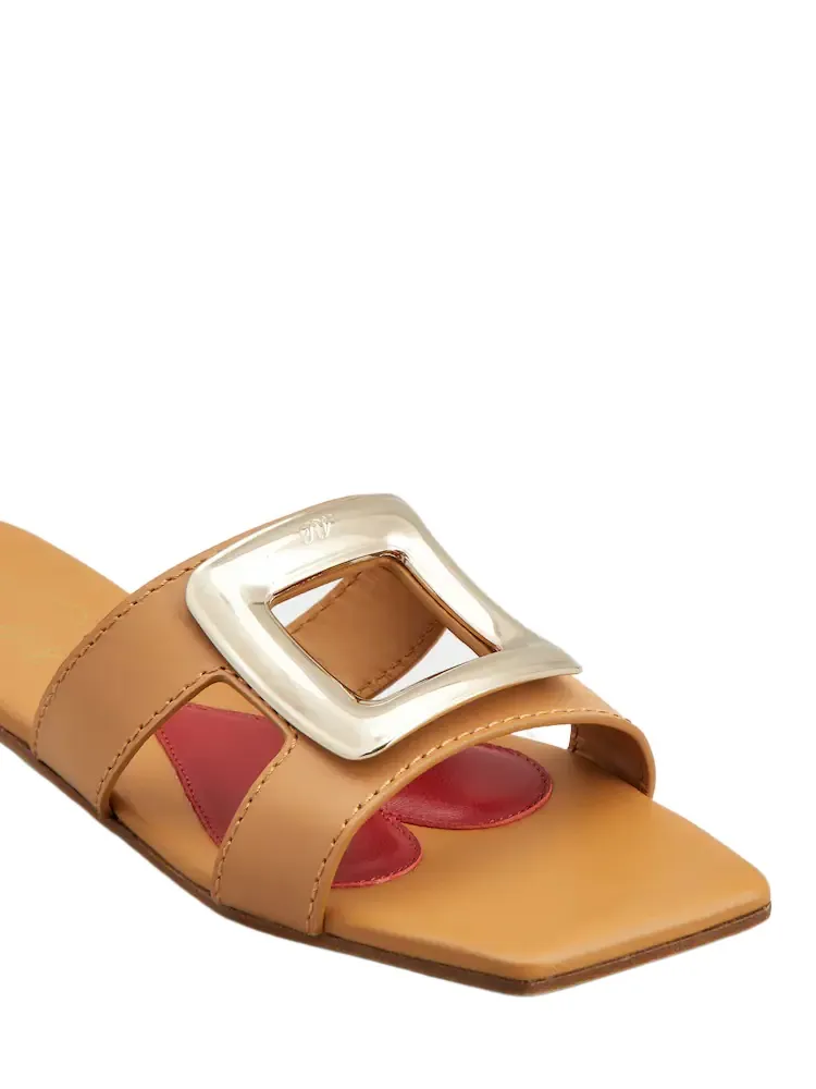Logo Engraved Square Toe Sandals