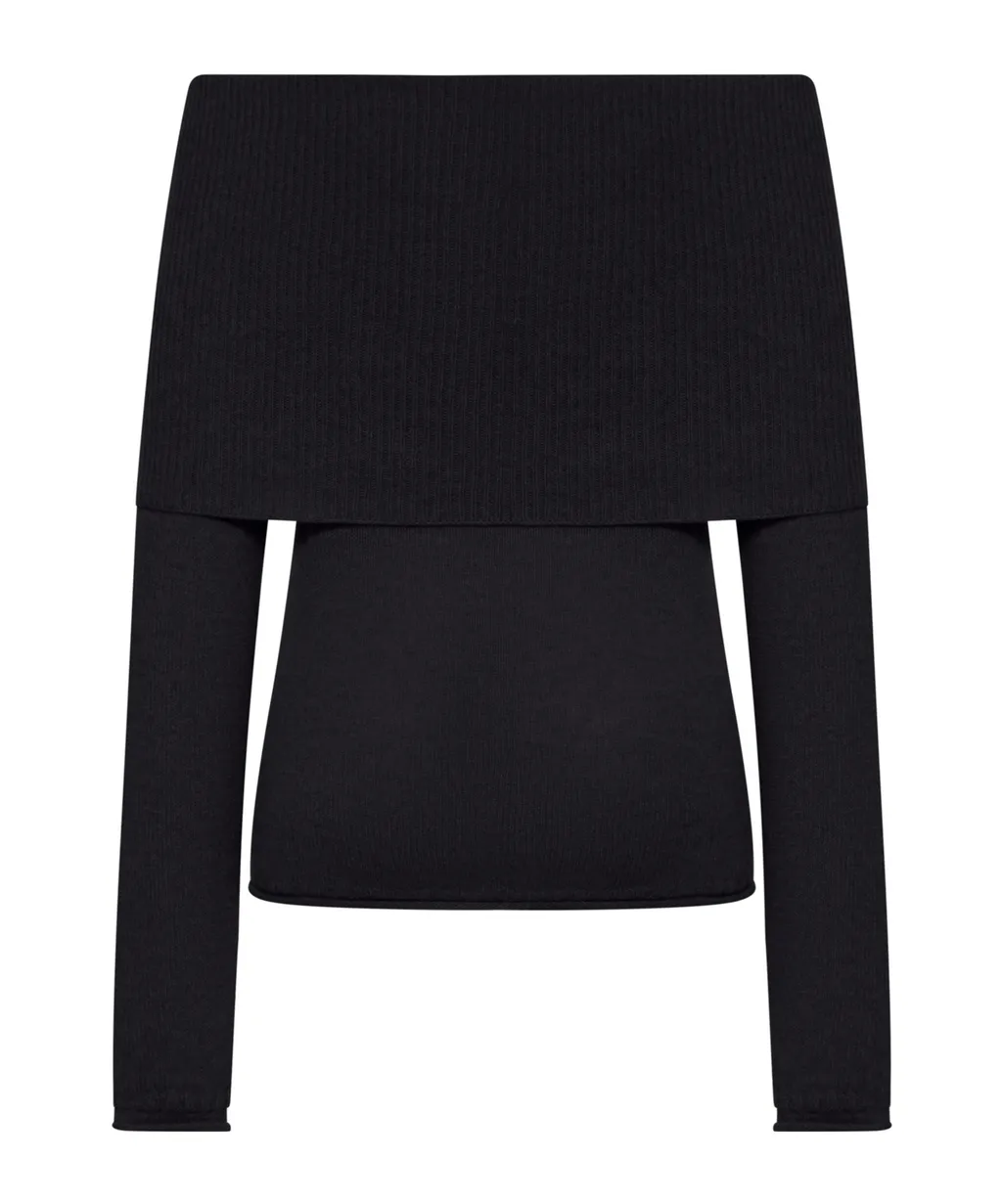 Ribbed Boat-Neck Sweater