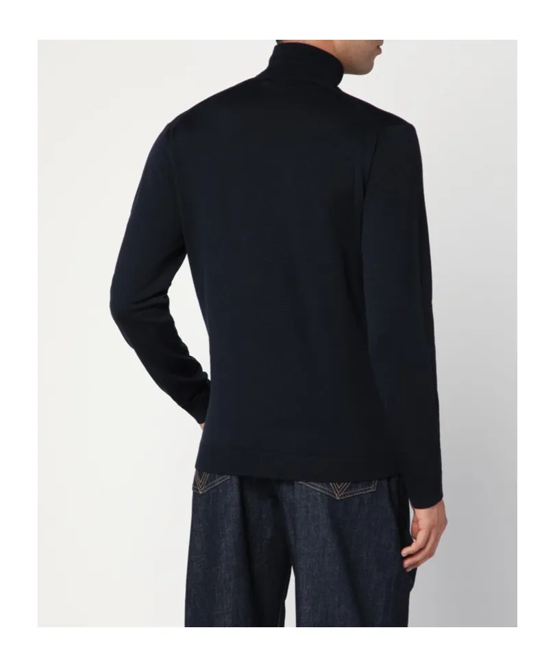 High-Necked Long-Sleeve Knitted Sweater