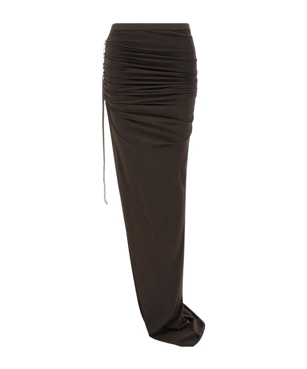 Front-Slit Drawstring Long Skirt