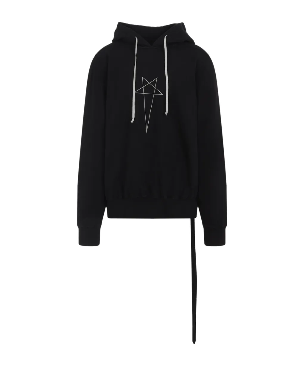 Star-Embroidered Drawstring Hoodie