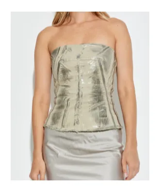 Metallic-Effect Frayed-Edge Top