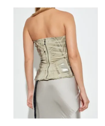 Metallic-Effect Frayed-Edge Top