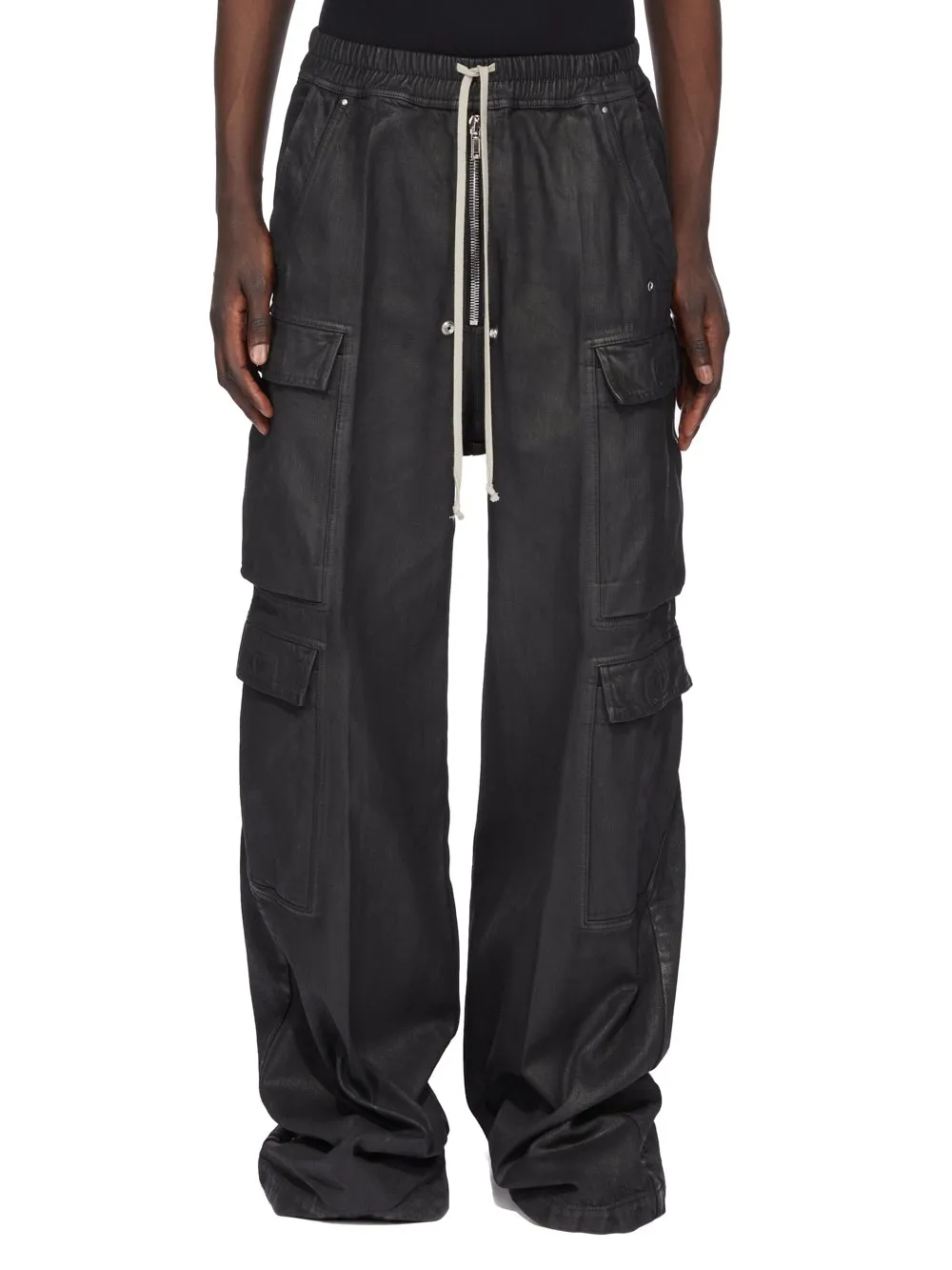 Drawstring Wide-Leg Cargo Trousers