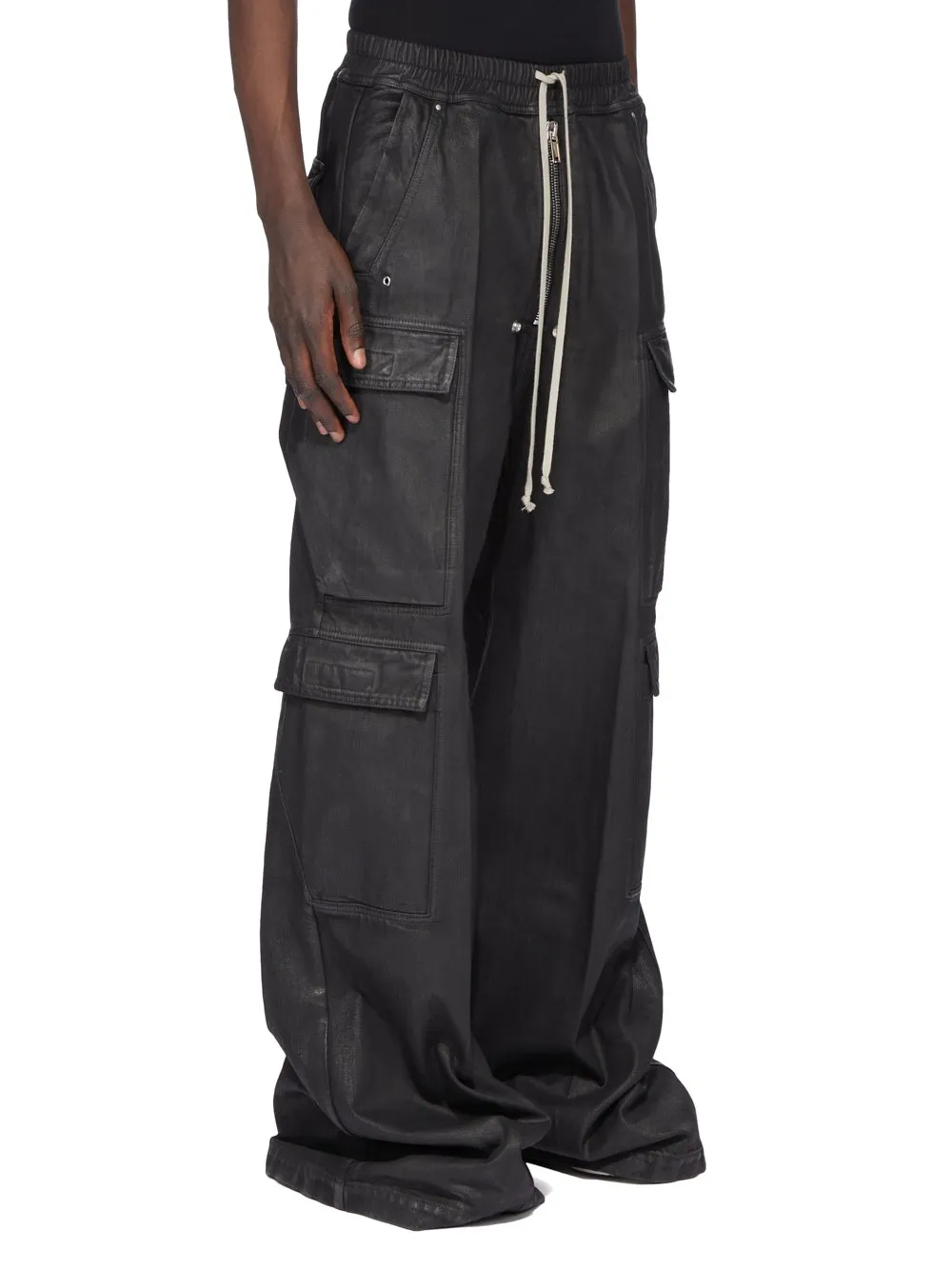 Drawstring Wide-Leg Cargo Trousers