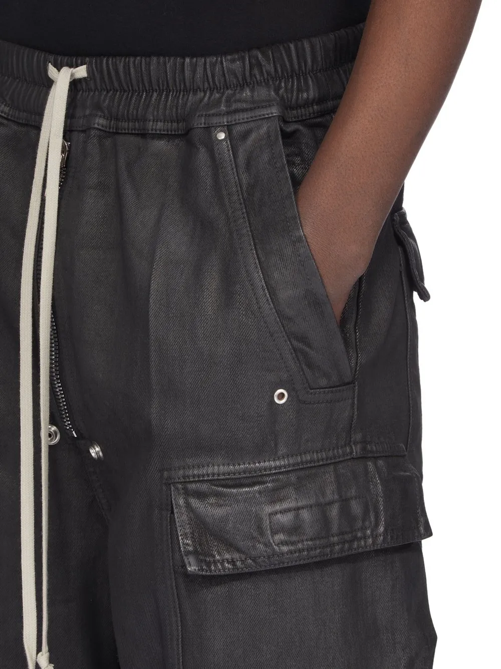 Drawstring Wide-Leg Cargo Trousers