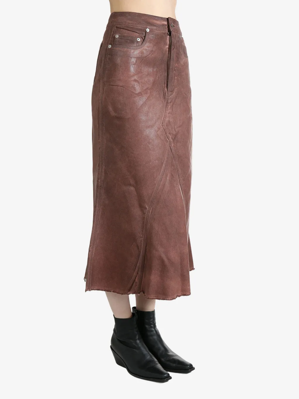 Denim Godet Skirt