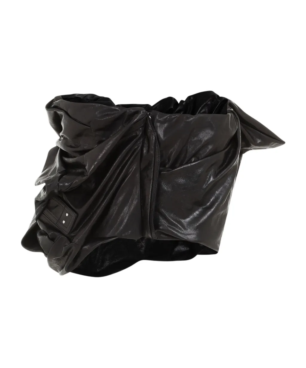 Draped Bustier Leather Top