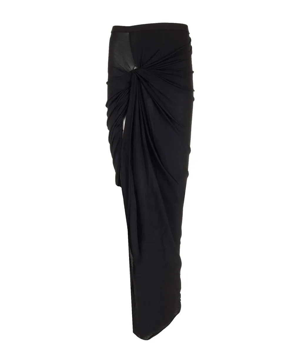 Knot-Detailed Draped Midi Skirt
