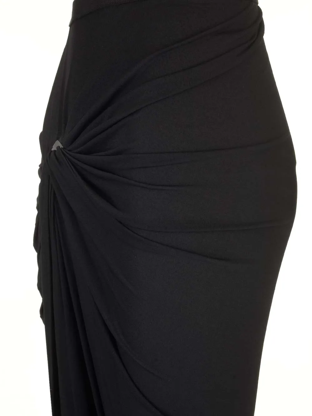 Knot-Detailed Draped Midi Skirt