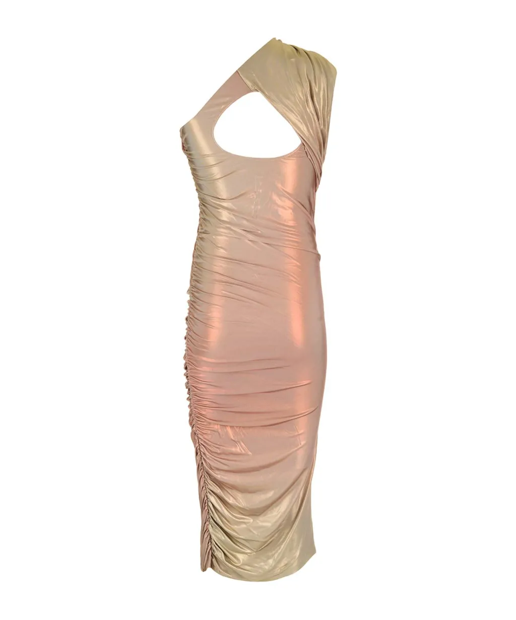 One-Shoulder Draped Midi Dress