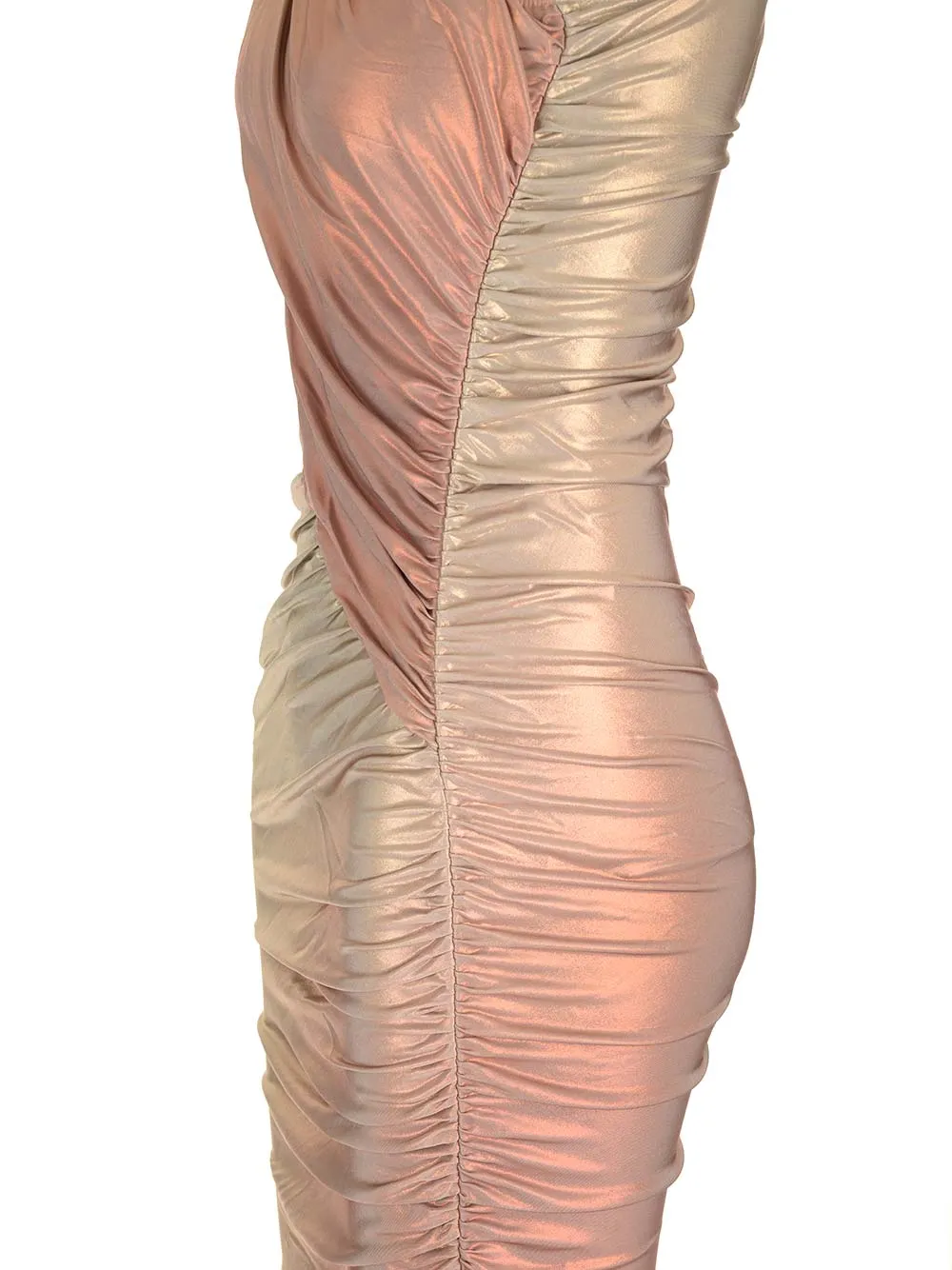 One-Shoulder Draped Midi Dress
