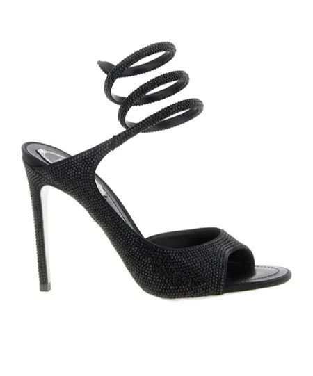 105Mm Crystal-Embellished Spiral-Wrap Sandals