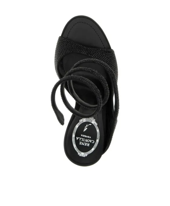 105Mm Crystal-Embellished Spiral-Wrap Sandals