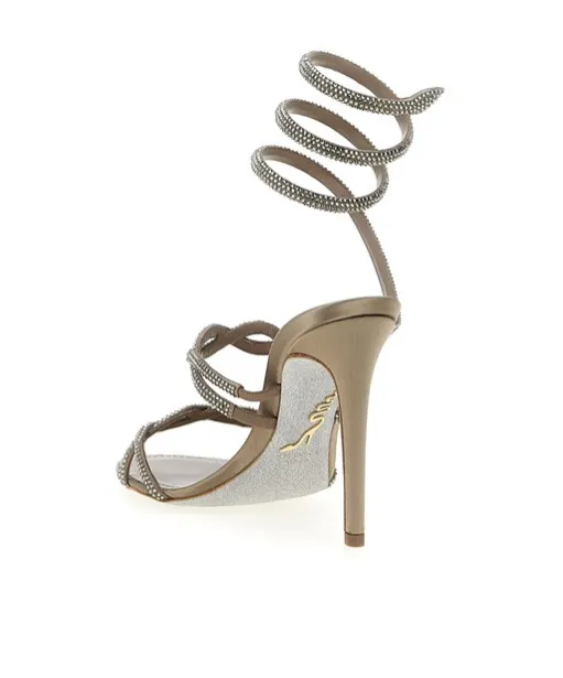 Braid Cleo Fog Satin Embellished Sandals