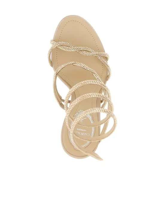 Braid Cleo Fog Satin Embellished Sandals