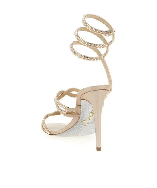 Braid Cleo Fog Satin Embellished Sandals