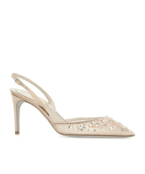 90Mm Bead-Embellished Slingback Pumps