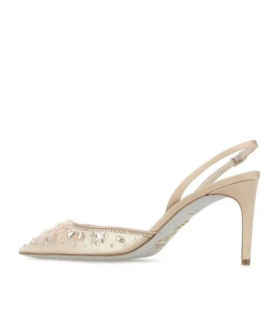 90Mm Bead-Embellished Slingback Pumps