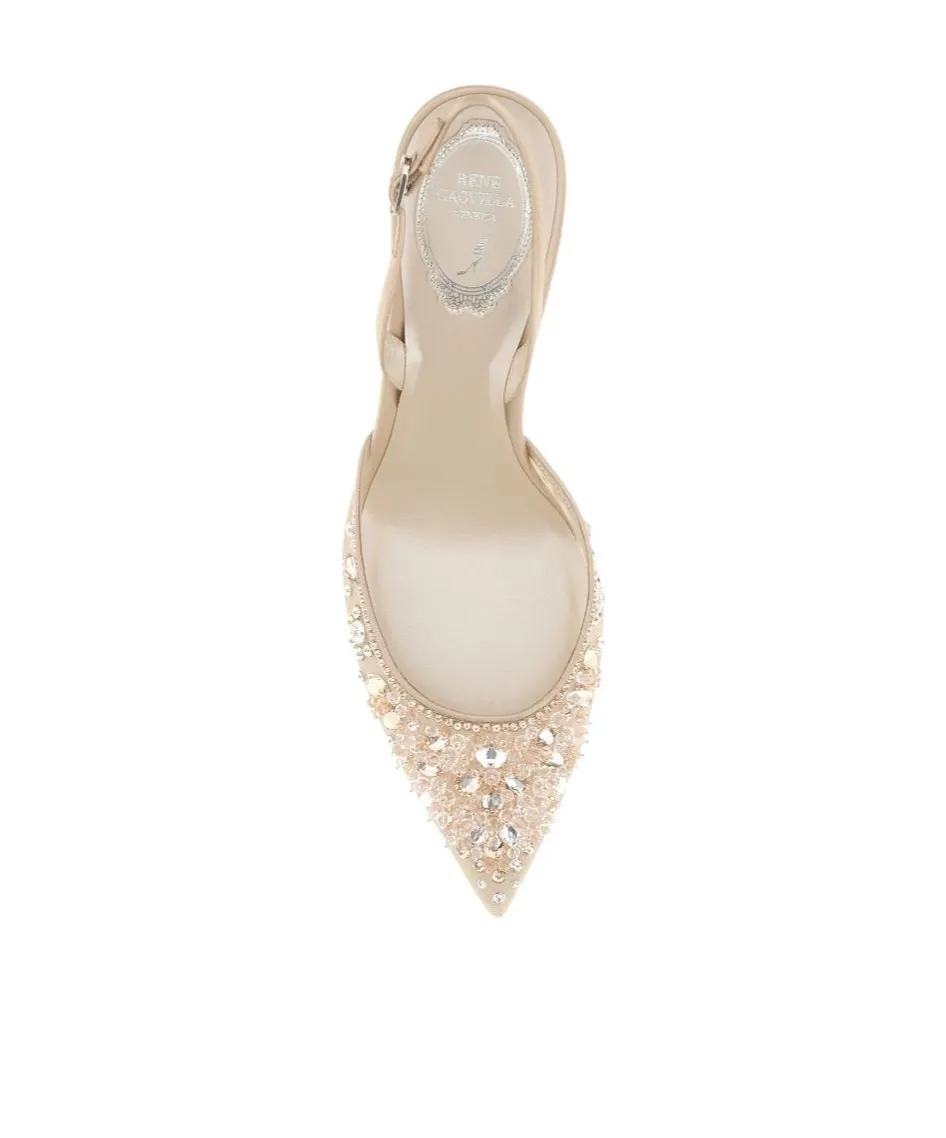 90Mm Bead-Embellished Slingback Pumps