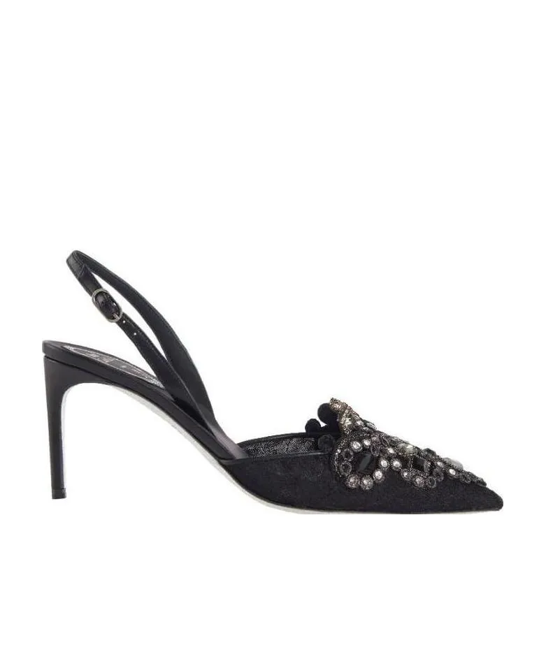 High-Heeled Shoes With Diamond Tips