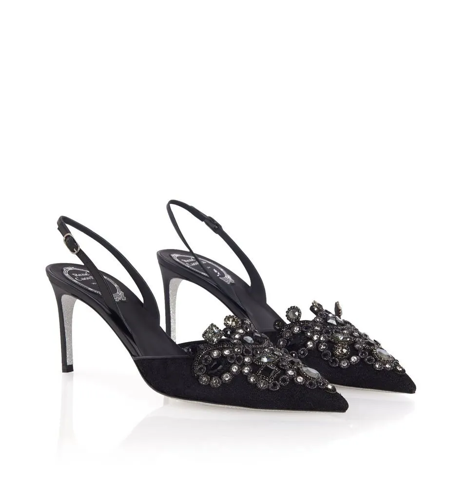 High-Heeled Shoes With Diamond Tips