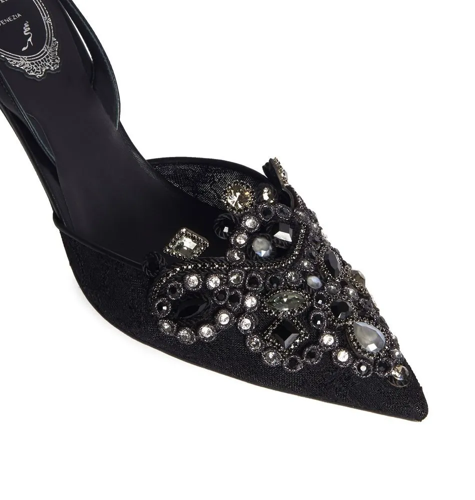 High-Heeled Shoes With Diamond Tips