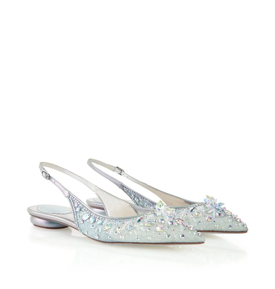 Gem-Embellished Pointed Slingbacks