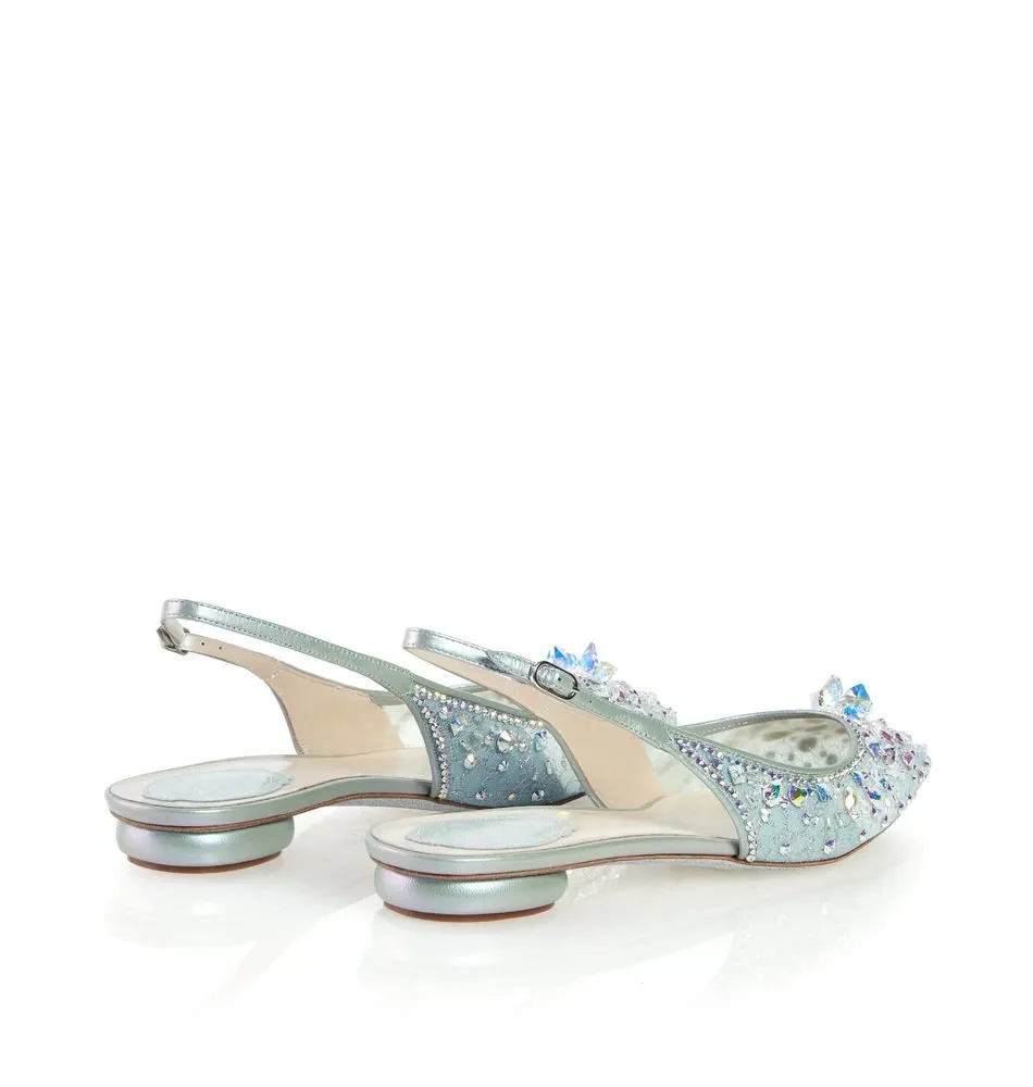 Gem-Embellished Pointed Slingbacks