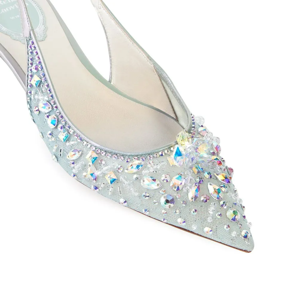 Gem-Embellished Pointed Slingbacks